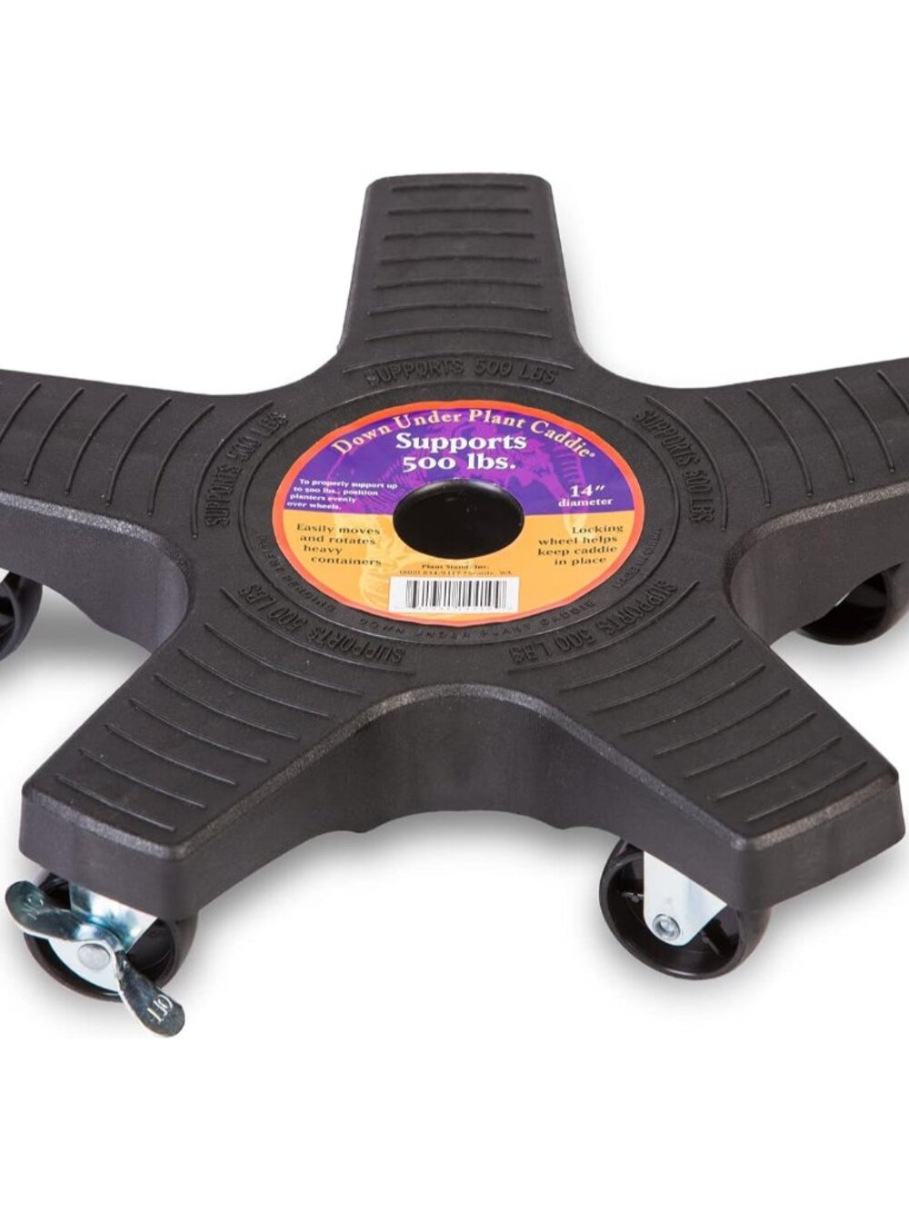14" Plant Caddie - Heavy-Duty Rolling Plant Stand with Locking Wheels, 500 lb Ca